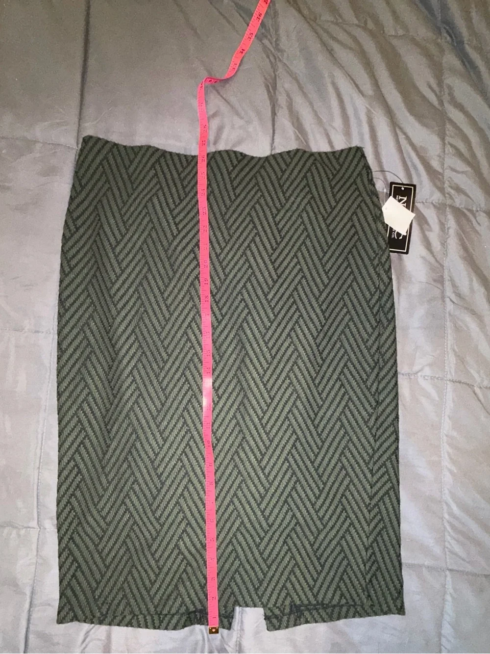 NWT NYCC Green & Black Herringbone Pencil Skirt Size Medium